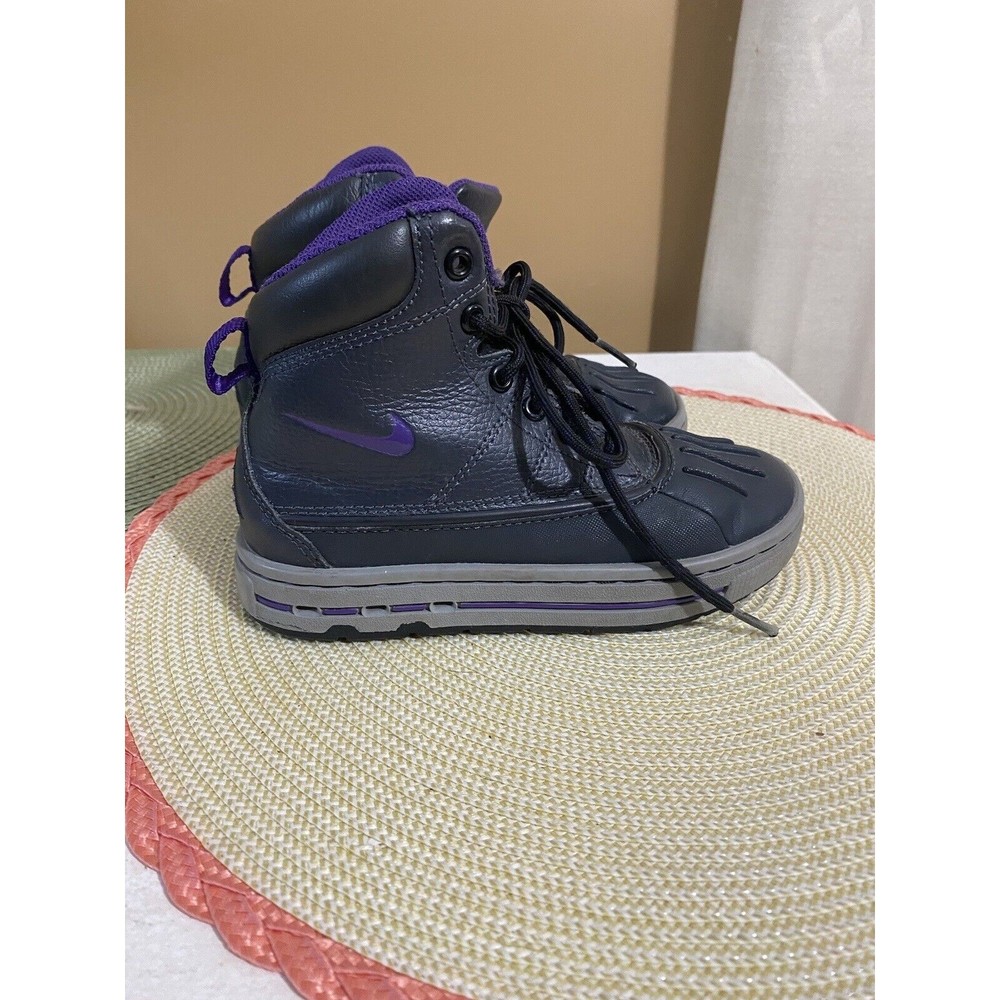Nike ACG Kids Boots Purple/gray Leather Back Rubber Front  Size 11c